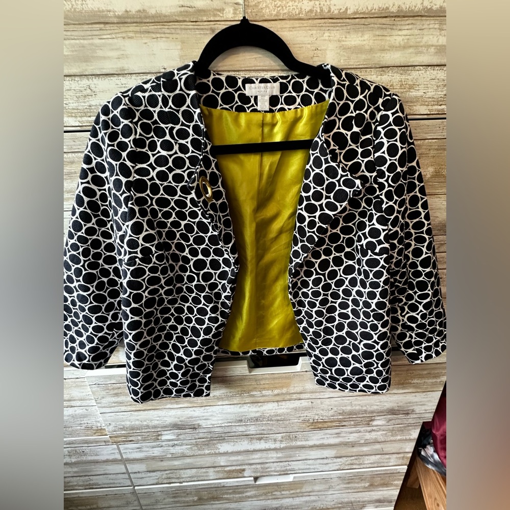 🖤 Charter Club Petite Black & White Circle Print Blazer